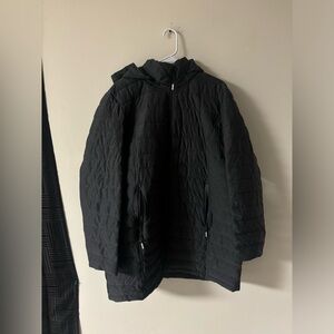 Nautica Black Hooded Puffer Jacket Women’s Size 2XL Lightweight Zip Coat